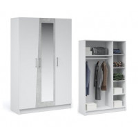                                      Спальня Антария Шкаф 3-х дверный Белый жемчуг/Ателье (с зеркалами)
