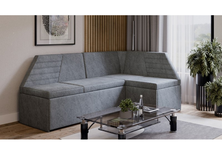 Скамья угловая «Лондон» со спальным местом Исп.2 Дуб Сонома трюфель, Микровелюр Wellmart Silver