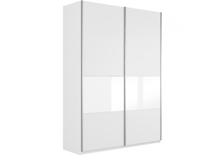 Шкаф-купе Прайм 2-х дверный (3 секции ДСП/стекло белое) белый